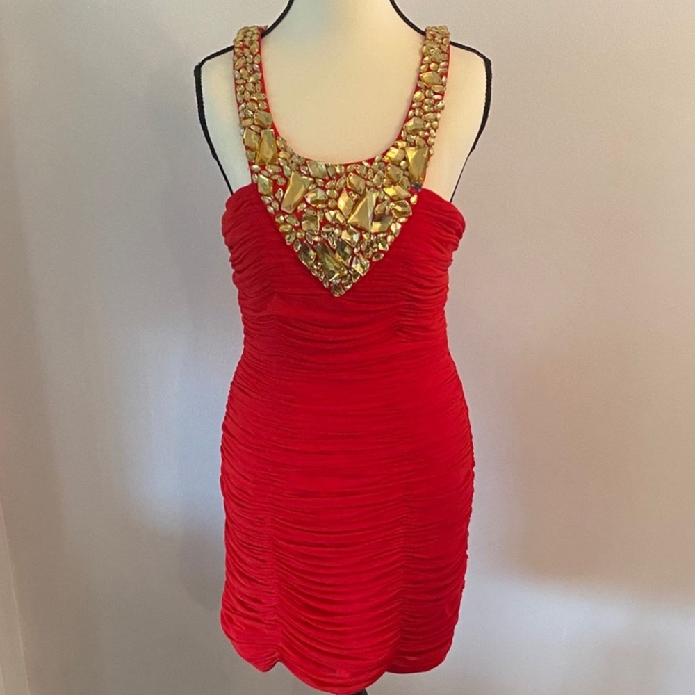 Dave & Johnny dress | 10 | red and gold